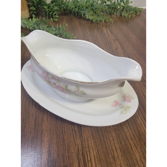 Antique J&C Bavaria Gravy Boat / White Transferware - Picture 3 of 8